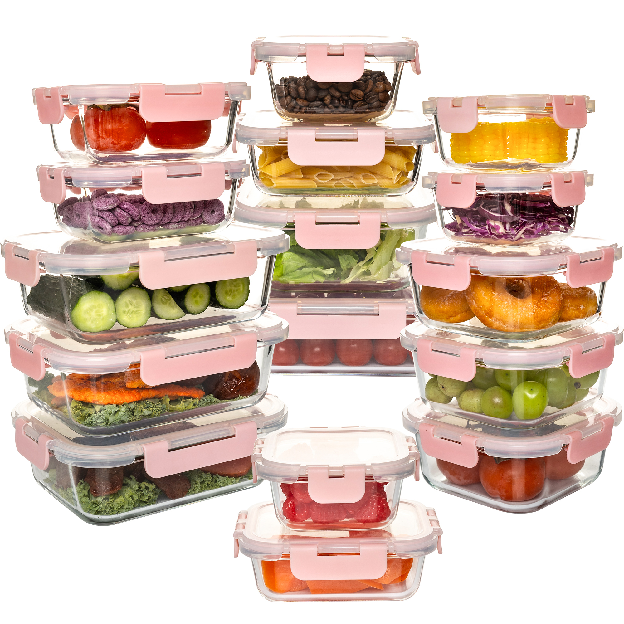 Meal Prep Glass Containers Oven Safe - 16-Piece Glass Food Storage Containers Set,