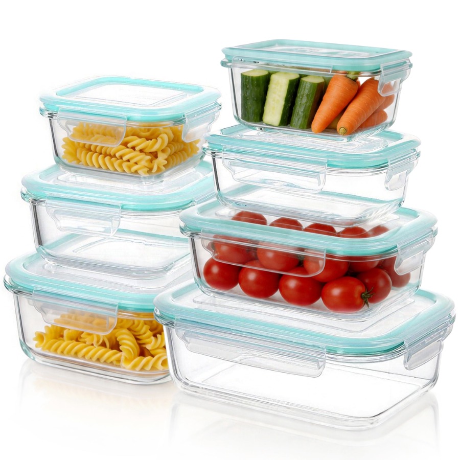 Meal Prep Glass Containers Oven Safe - 7 Pack Glass Food Storage Containers