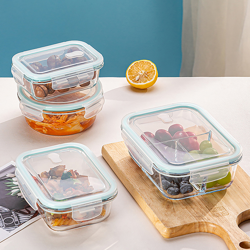 Meal Prep Glass Containers Oven Safe - 1/2/3 Grids Thickened Leak Proof Microwave
