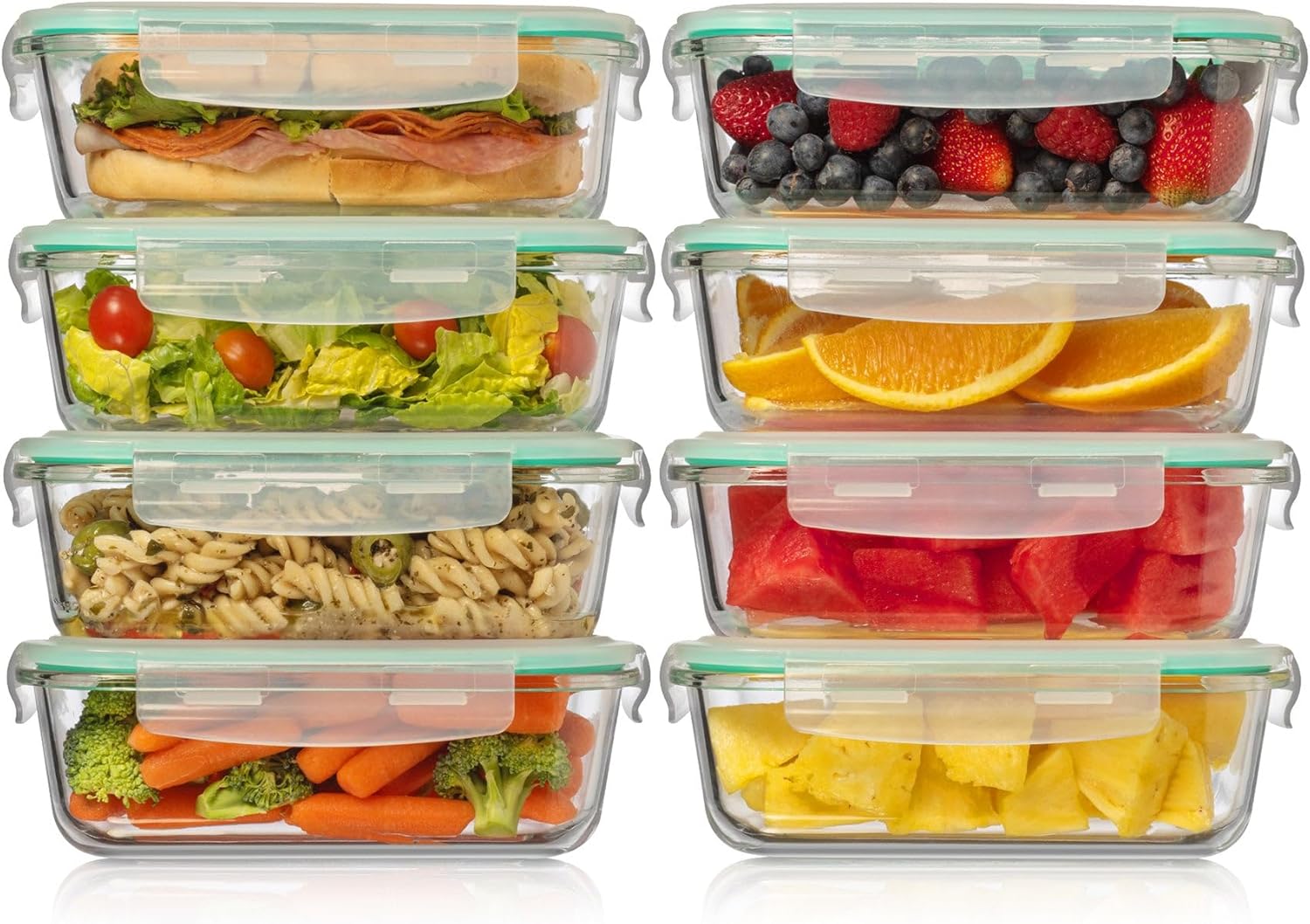 Meal Prep Glass Containers Oven Safe - 8-Pack 35 oz Glass Food Containers
