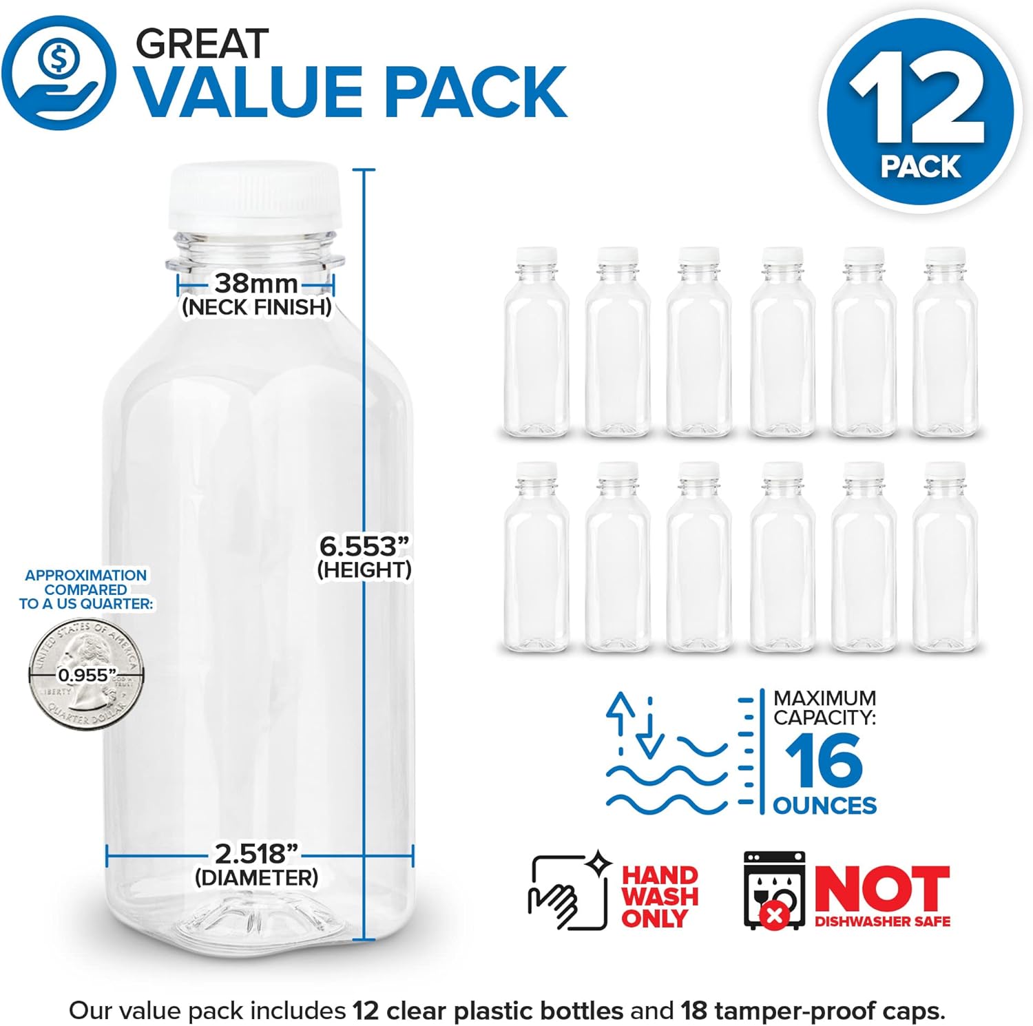 16 oz Clear Plastic Juice Bott - Meal Prep Juice recensie en prijs