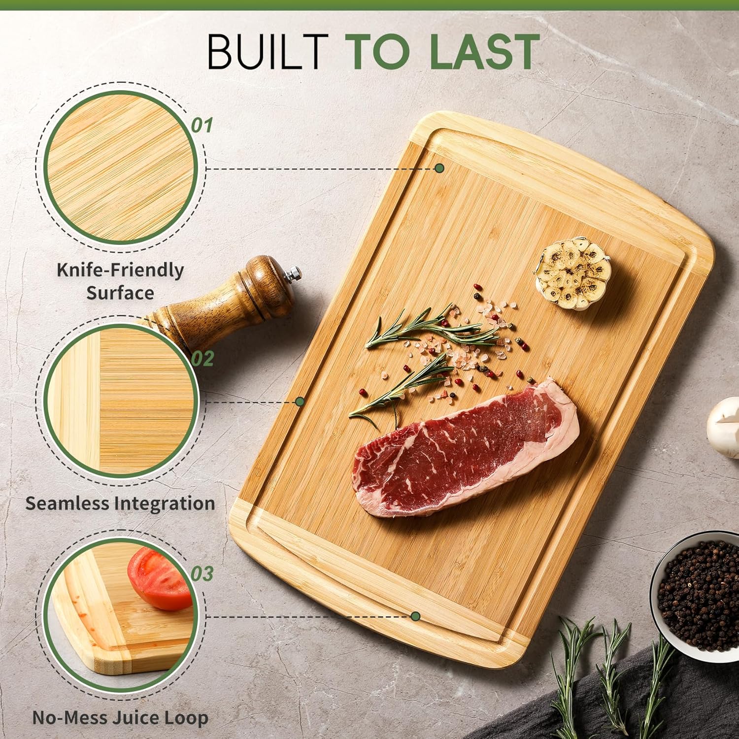 Large Bamboo Cutting Board wit - Meal Prep Juice recensie en prijs
