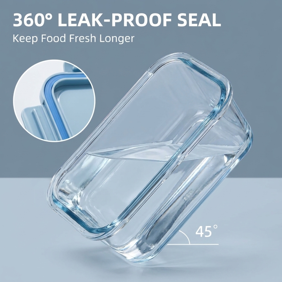 Shallow Blue Glass Bento Box–H - Meal Prep Glass Containers Oven Safe recensie en prijs