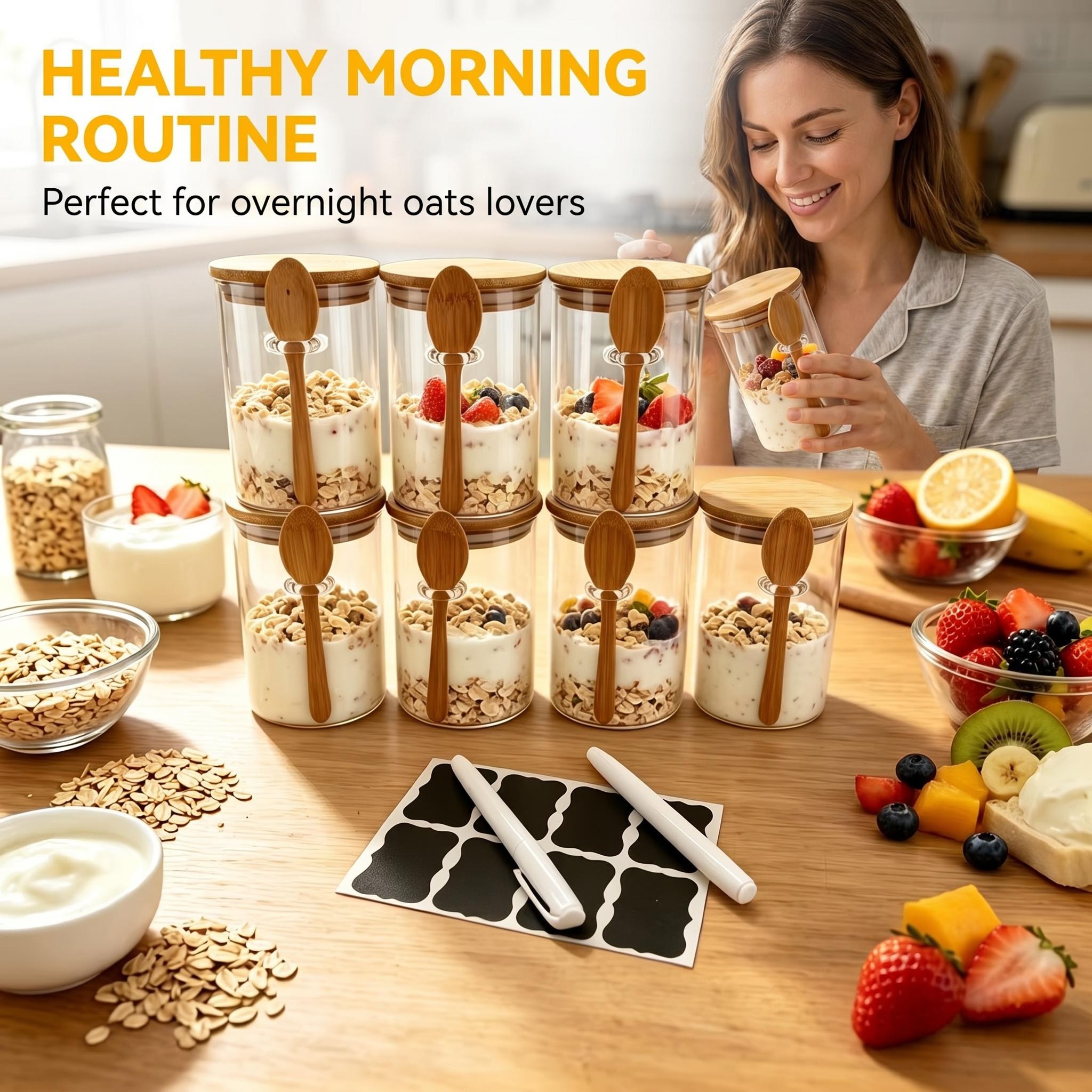 8 Pack Overnight Oats Glass Ja - Meal Prep Yogurt Cups recensie en prijs