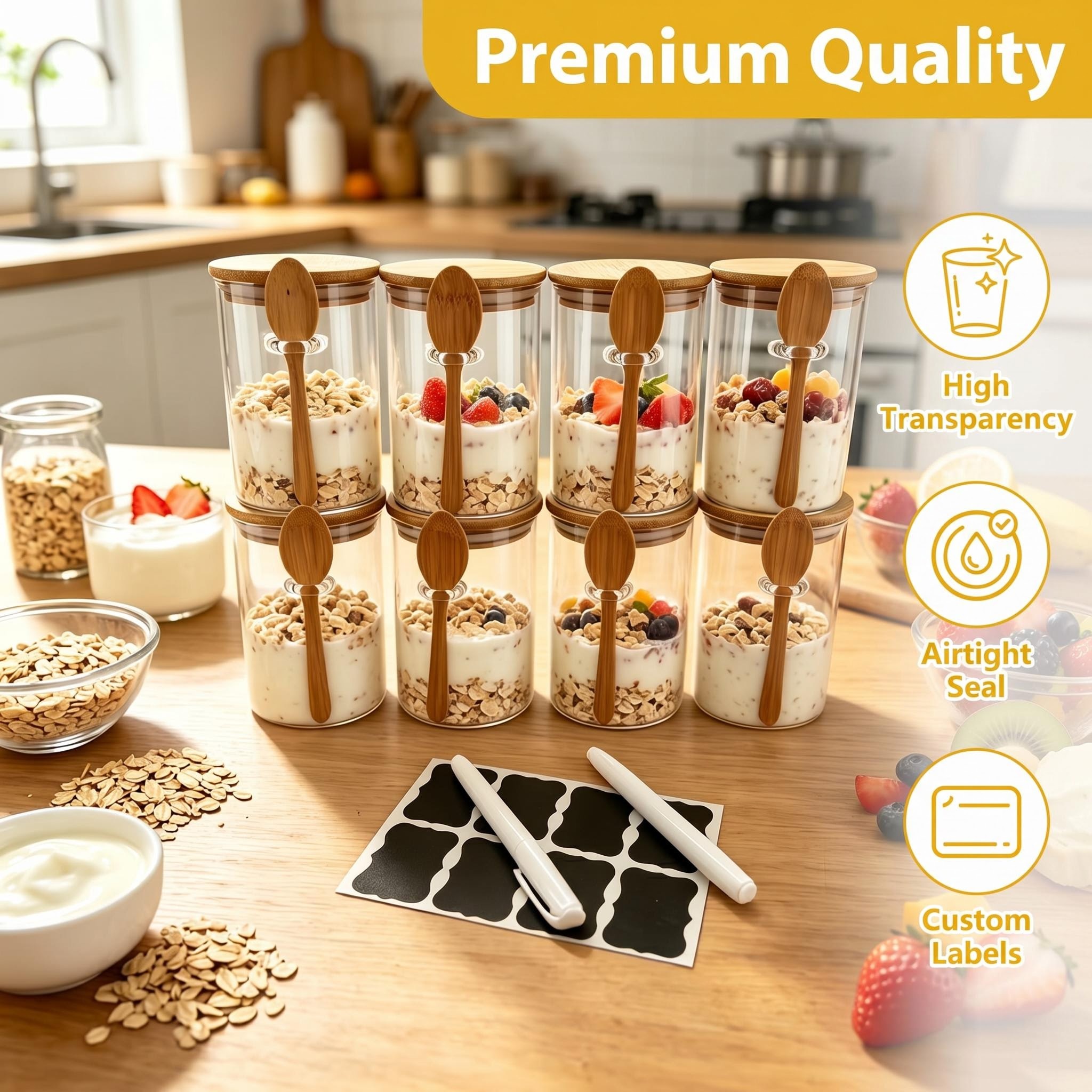 8 Pack Overnight Oats Glass Ja - Meal Prep Yogurt Cups recensie en prijs