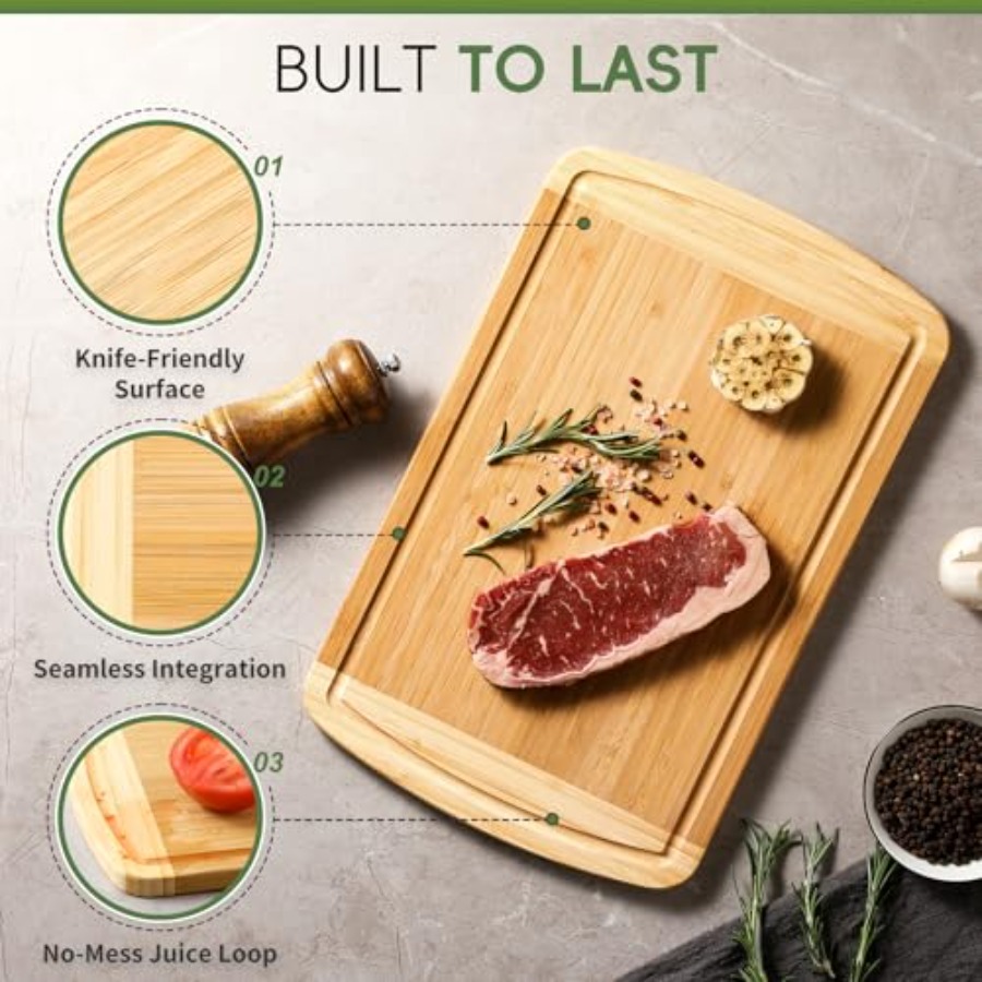 Large Wooden Cutting Board for - Meal Prep Juice recensie en prijs