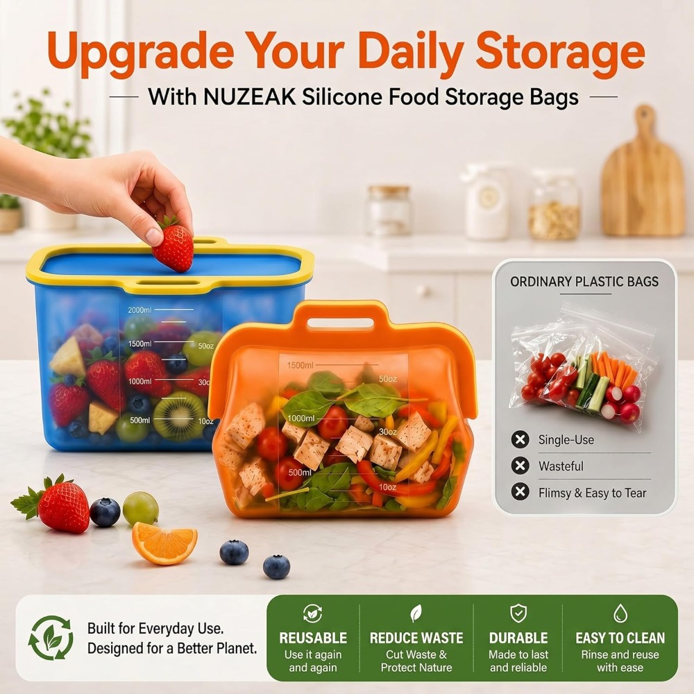 Reusable Silicone Food Storage - Meal Prep Freezer recensie en prijs