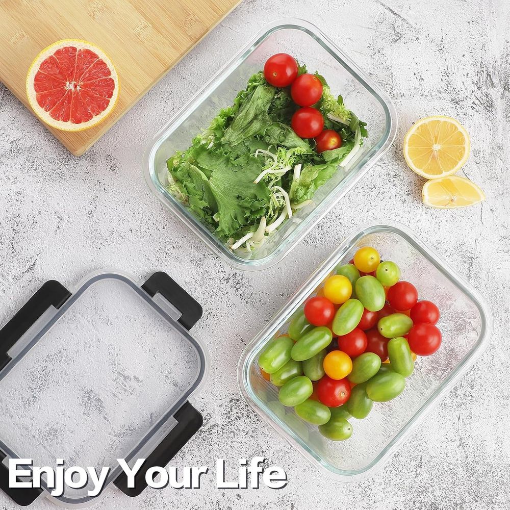 4-Piece 63oz Glass Food Storag - Meal Prep Glass Containers Oven Safe recensie en prijs