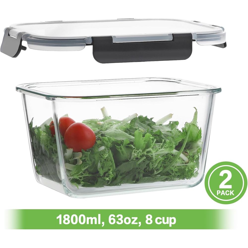4-Piece 63oz Glass Food Storag - Meal Prep Glass Containers Oven Safe recensie en prijs