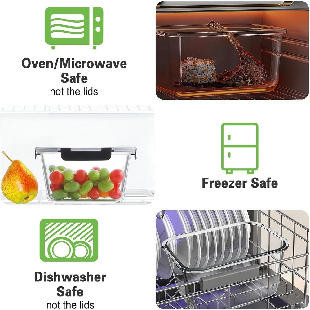 4-Piece 63oz Glass Food Storag - Meal Prep Glass Containers Oven Safe recensie en prijs