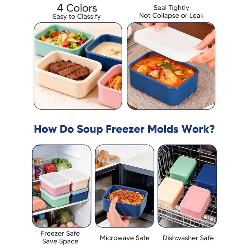 AB33-4-Pack Silicone Freezer M - Meal Prep Freezer recensie en prijs