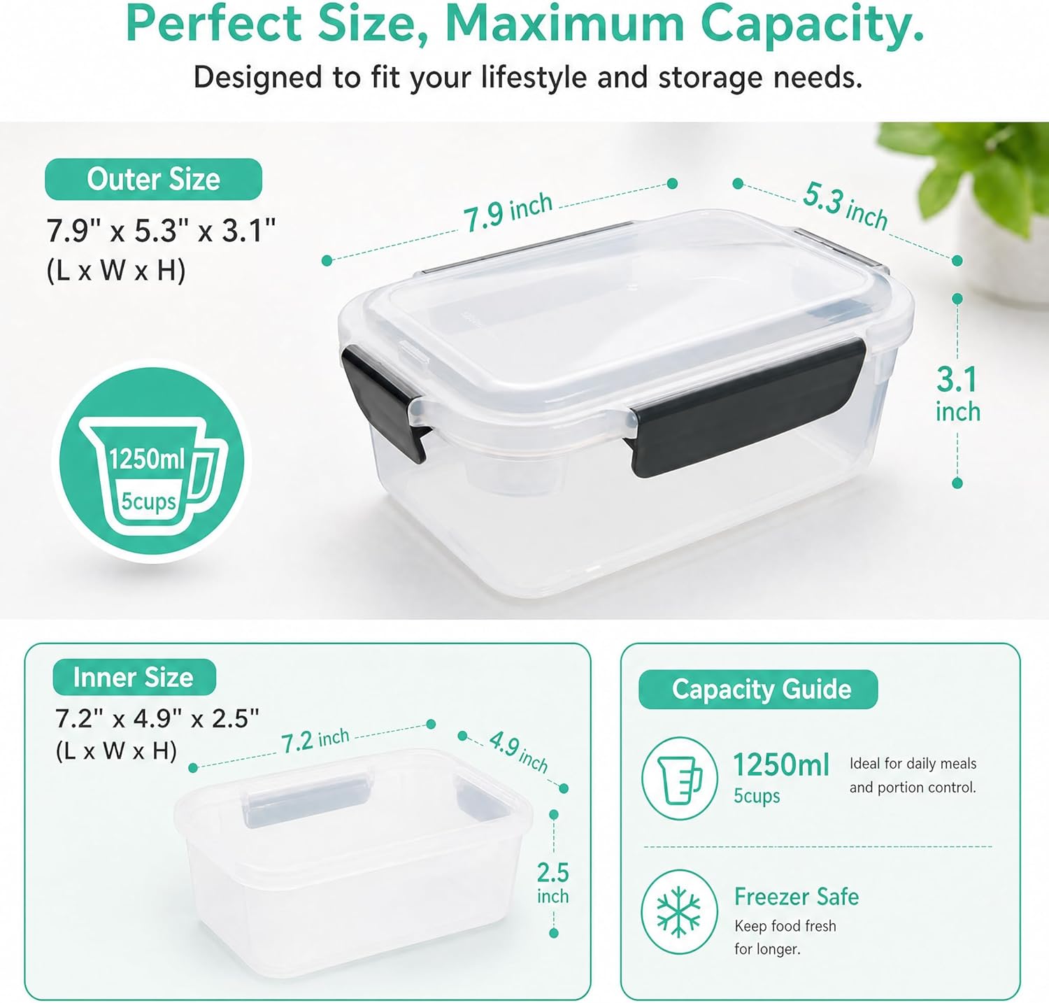 5 Cup Plastic Food Storage Con - Meal Prep Freezer recensie en prijs