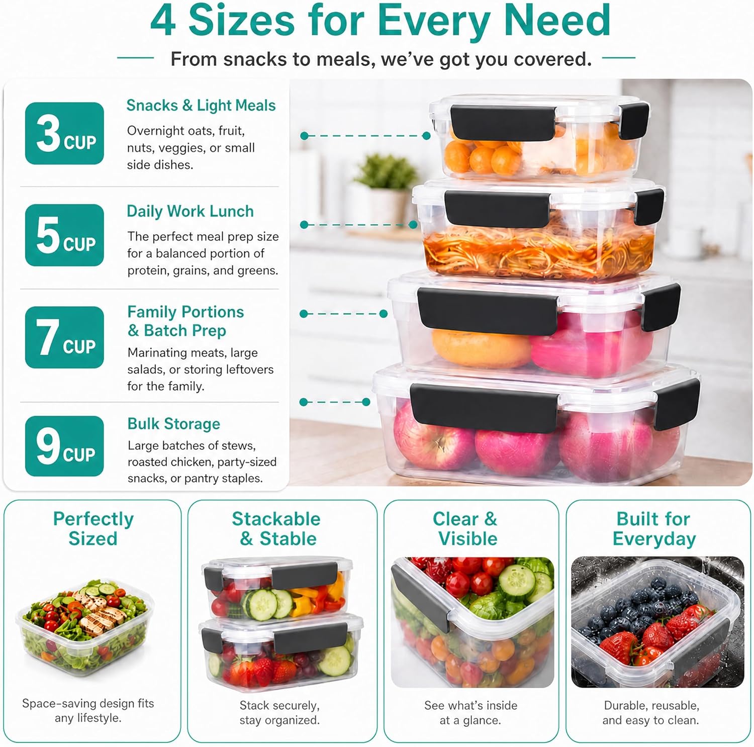 5 Cup Plastic Food Storage Con - Meal Prep Freezer recensie en prijs