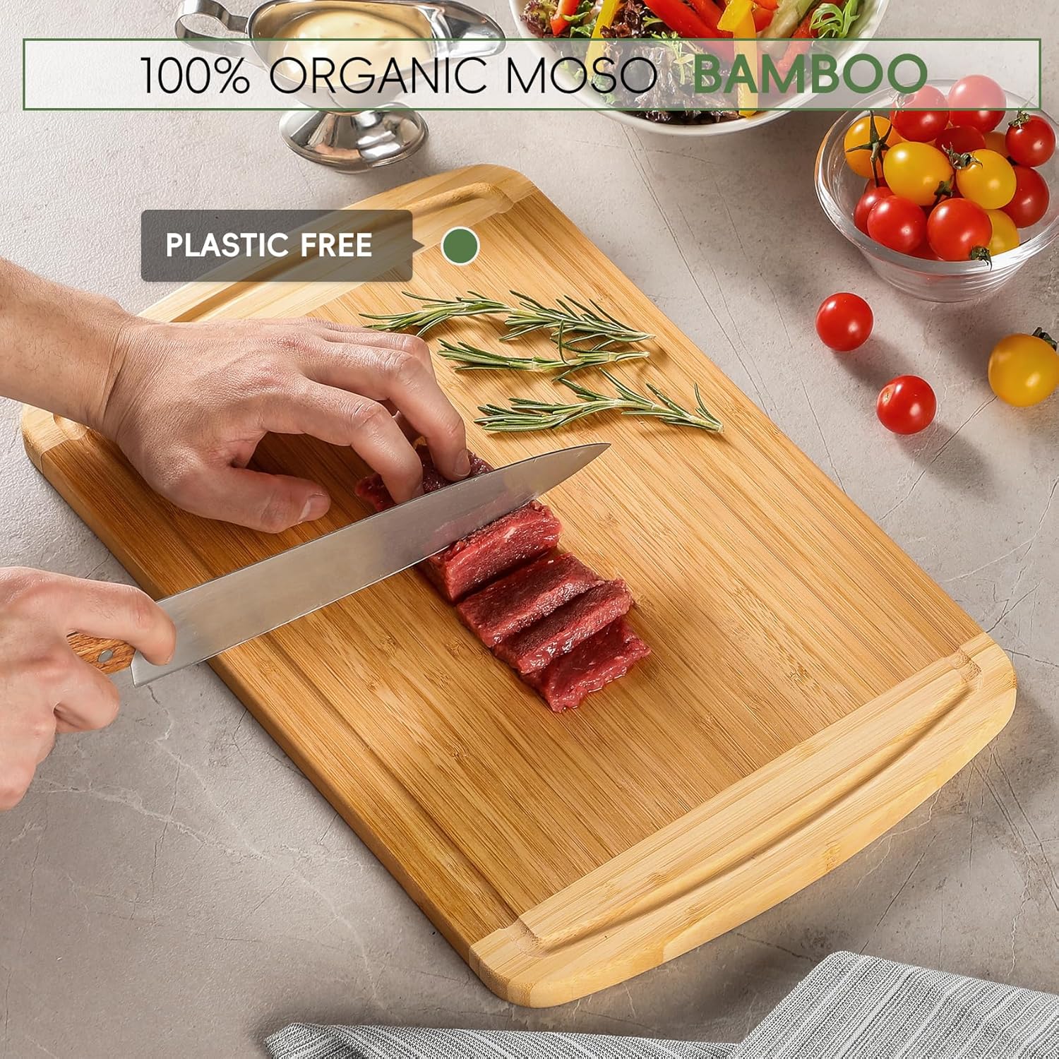 Large Bamboo Cutting Board for - Meal Prep Juice recensie en prijs