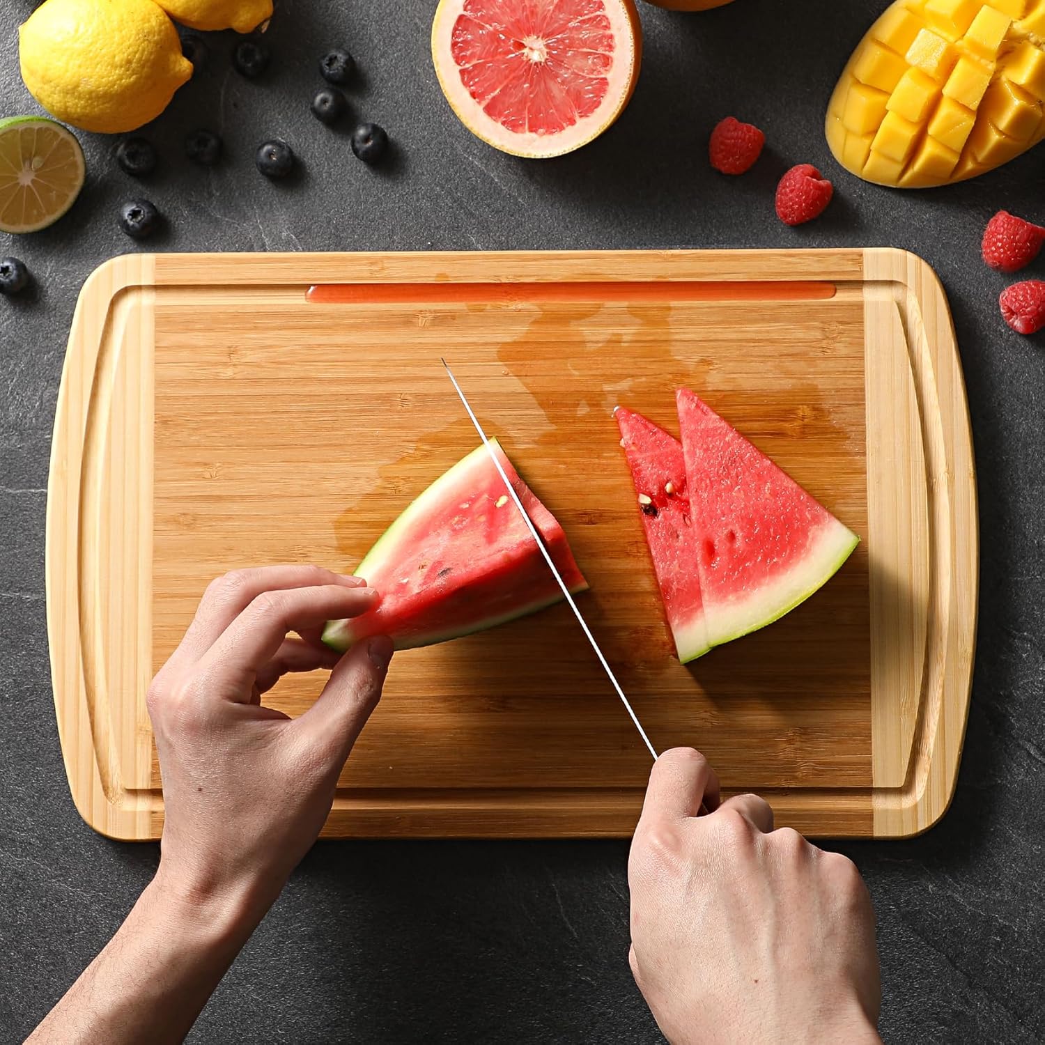 Large Bamboo Cutting Board for - Meal Prep Juice recensie en prijs
