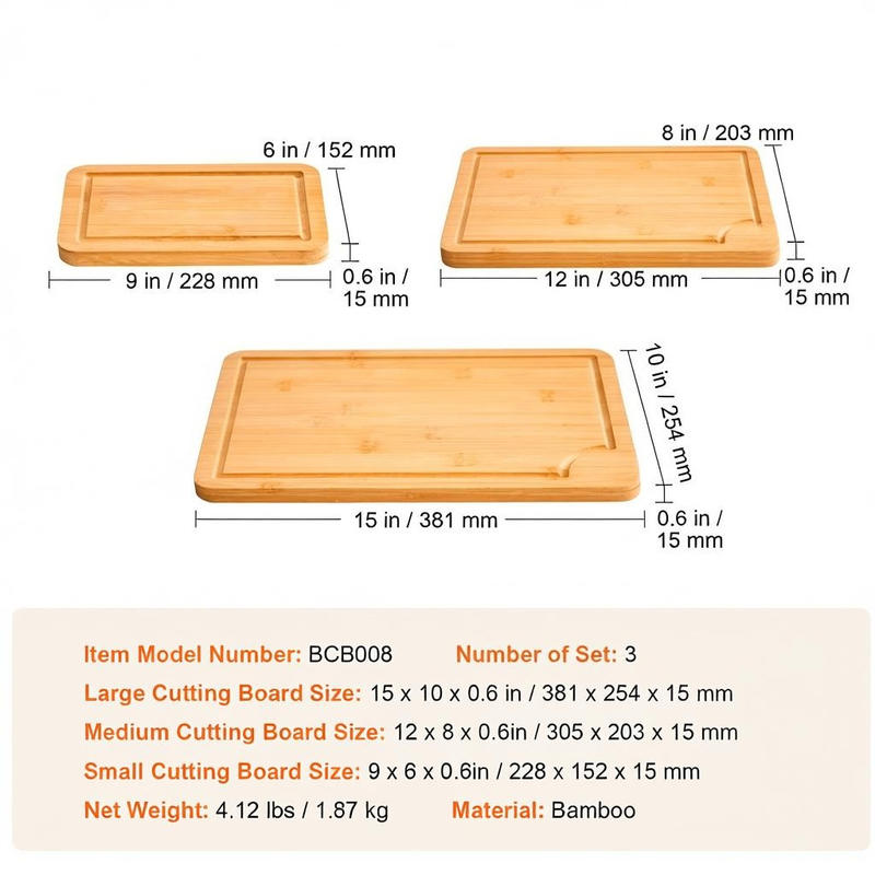 Bamboo Chopping Block Set 3 Pi - Meal Prep Juice recensie en prijs