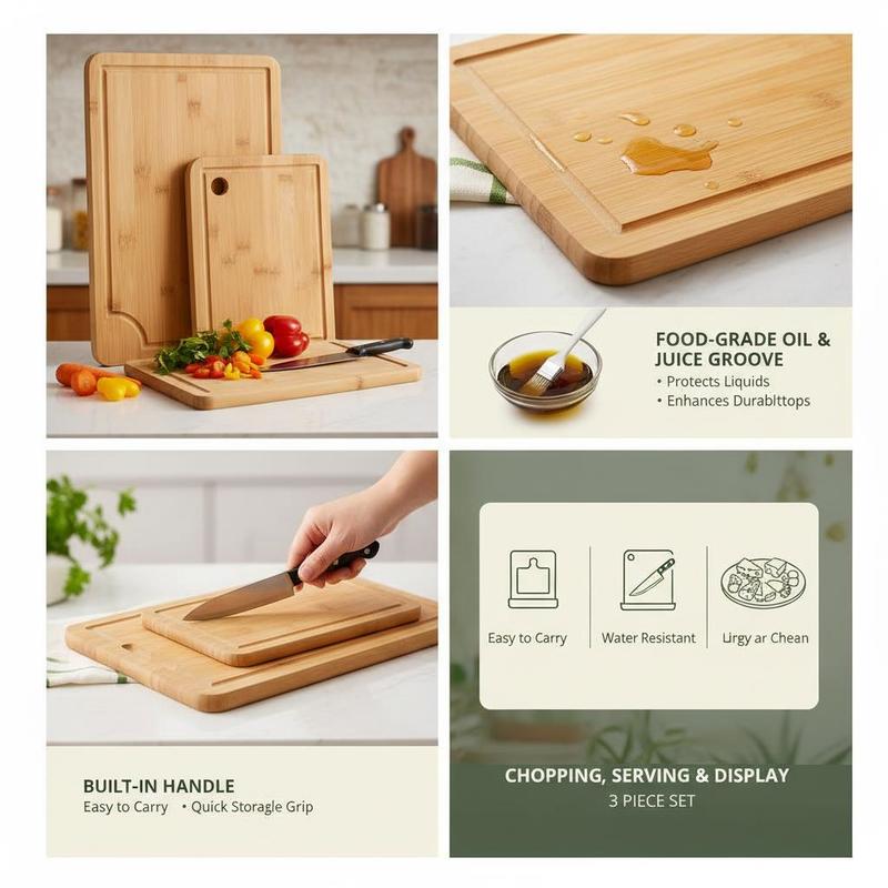 Bamboo Chopping Block Set 3 Pi - Meal Prep Juice recensie en prijs