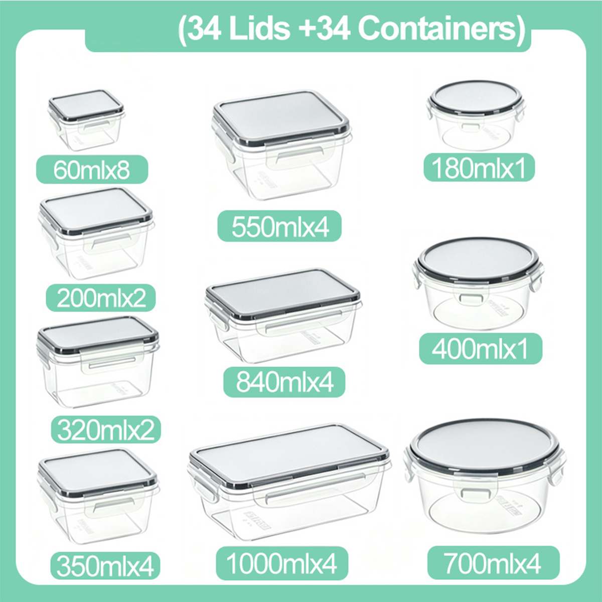 34PCS-Assorted Size Airtight F - Meal Prep Freezer recensie en prijs
