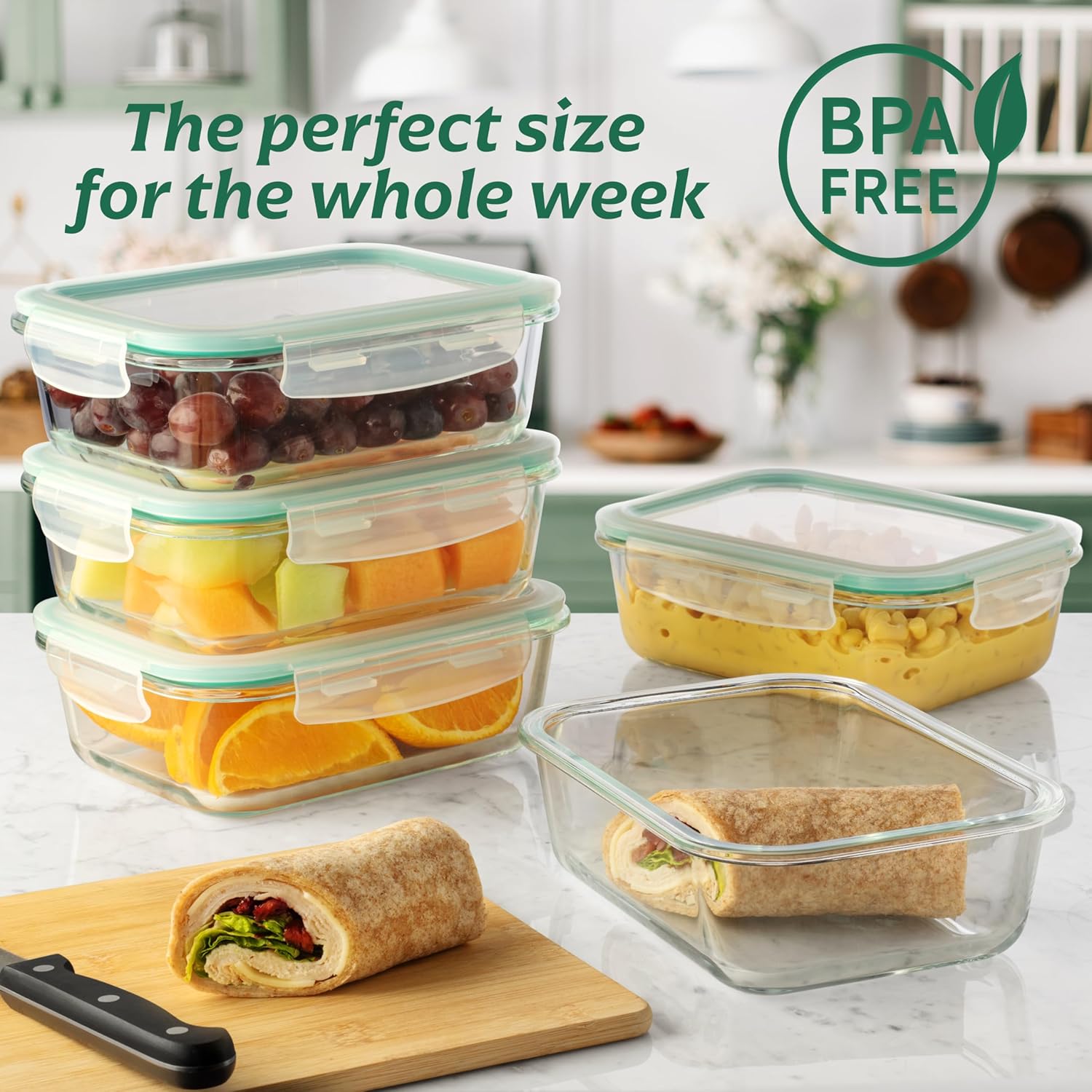 8-Pack 35 oz Glass Food Contai - Meal Prep Glass Containers Oven Safe recensie en prijs